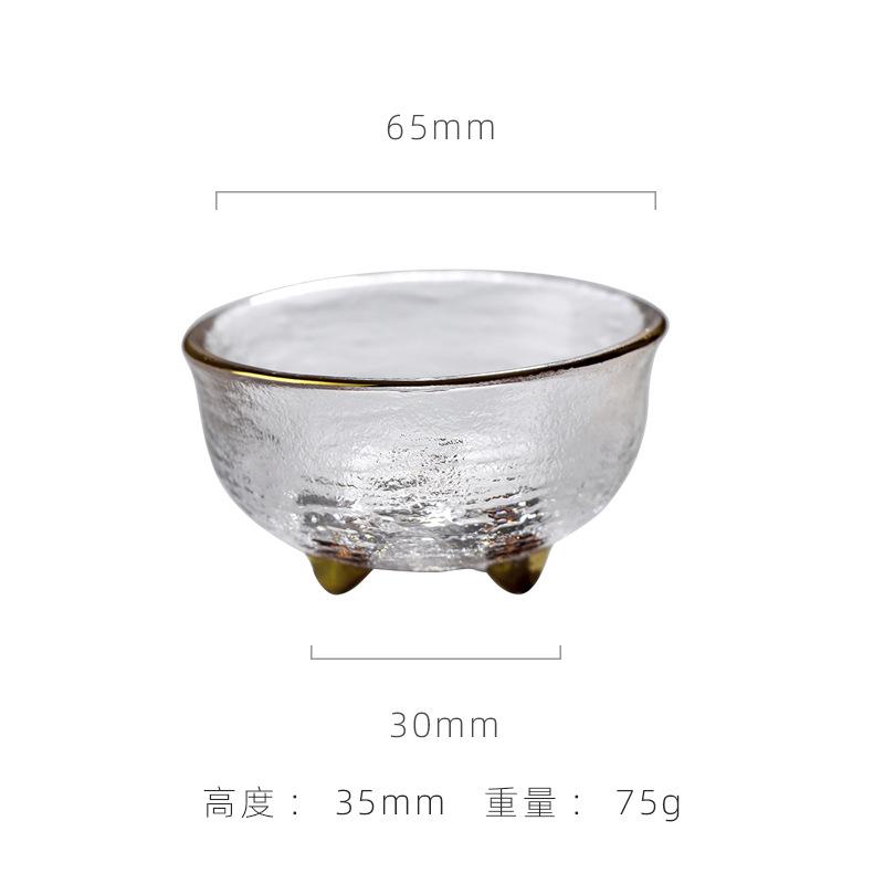 Japanischer hitzebeständiger Glas-Teetasse Kreativ Mini Gehämmert Goldrand Kung Fu Teeschale Teetassen Haushalt Wasserbecher