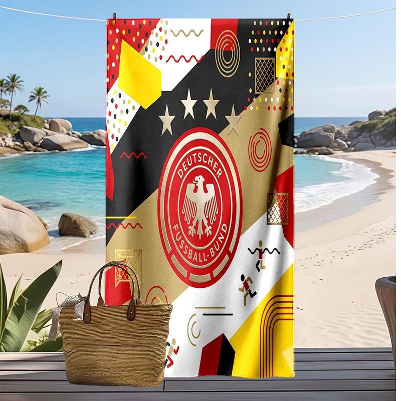 Germany Football Print Beach Towel Quick Dry Super Absorbent Soft Bath Towel for Swimming Beach Travel Fan Souvenir Gift