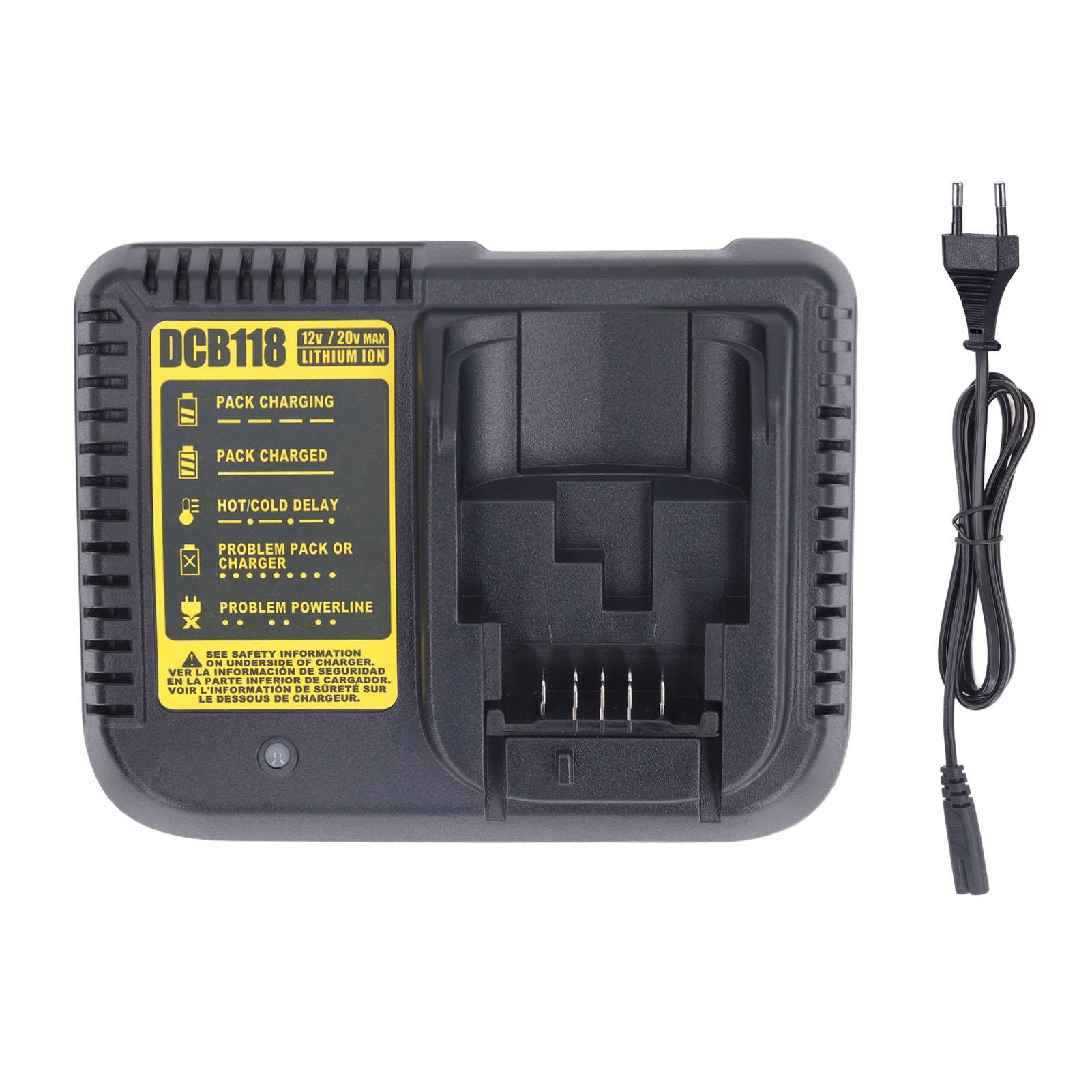 

DCB118 Зарядное устройство для электроинструмента Сменное зарядное устройство для литий-ионного аккумулятора 20 В для DCB118 DCB105 DCB015 DCB11 Black EU Plug