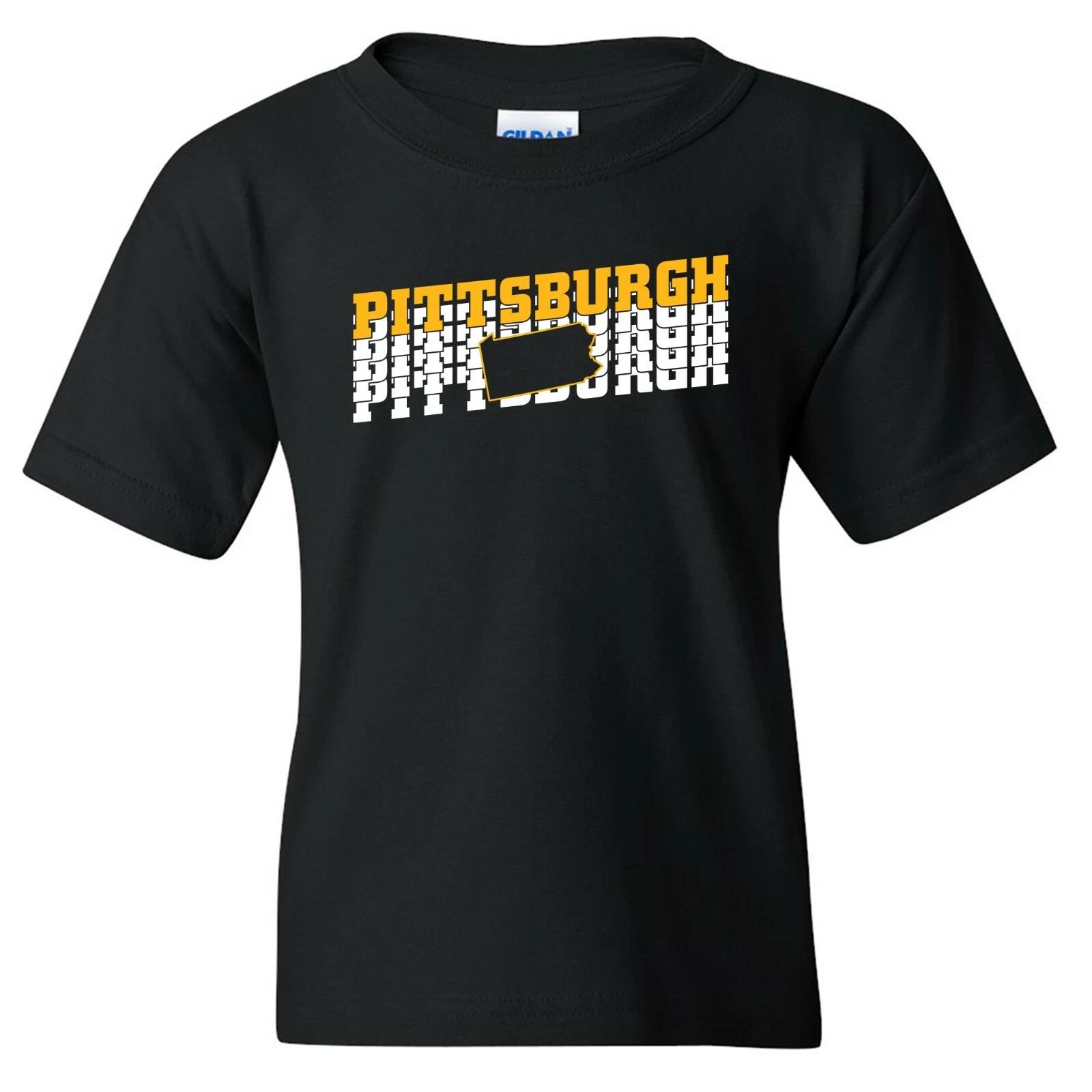 Pittsburgh Retro Repeat - Hometown Local Sports Team Youth T Shirt - Black S