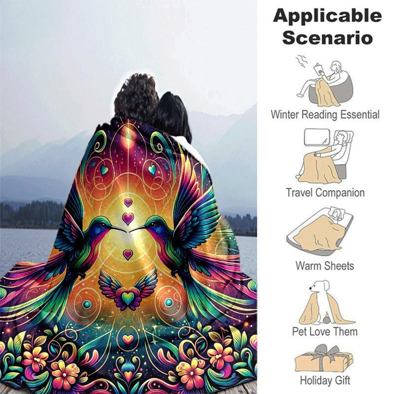 1pc Bird Printing Lightweight Flannel Blanket, Comfortable and Warm Blanket, for Camping Sofa Bed and Couch Office, Suitable for Gift Blanket