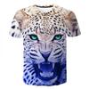Mens Short Sleeve T-Shirt With 3D Leopard Head Print Loose Fit Cotton Blend Tee Casual Wear