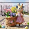 Funny Easter Planter Multi-Purpose Bunny With Carrot Flower Pot Resin Easter Decorative Ornaments for Home Festival Decor Gifts