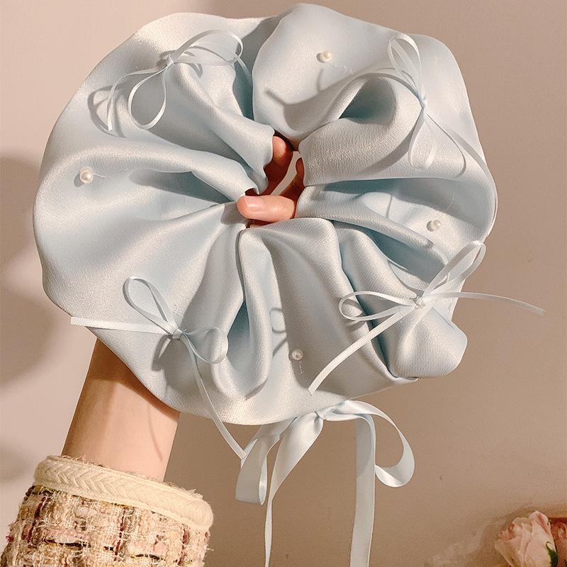 2025 New High-end Simple Bow Satin Large Intestine Ring Headdress Bridal Hair Ring Women's Temperament Accessories
