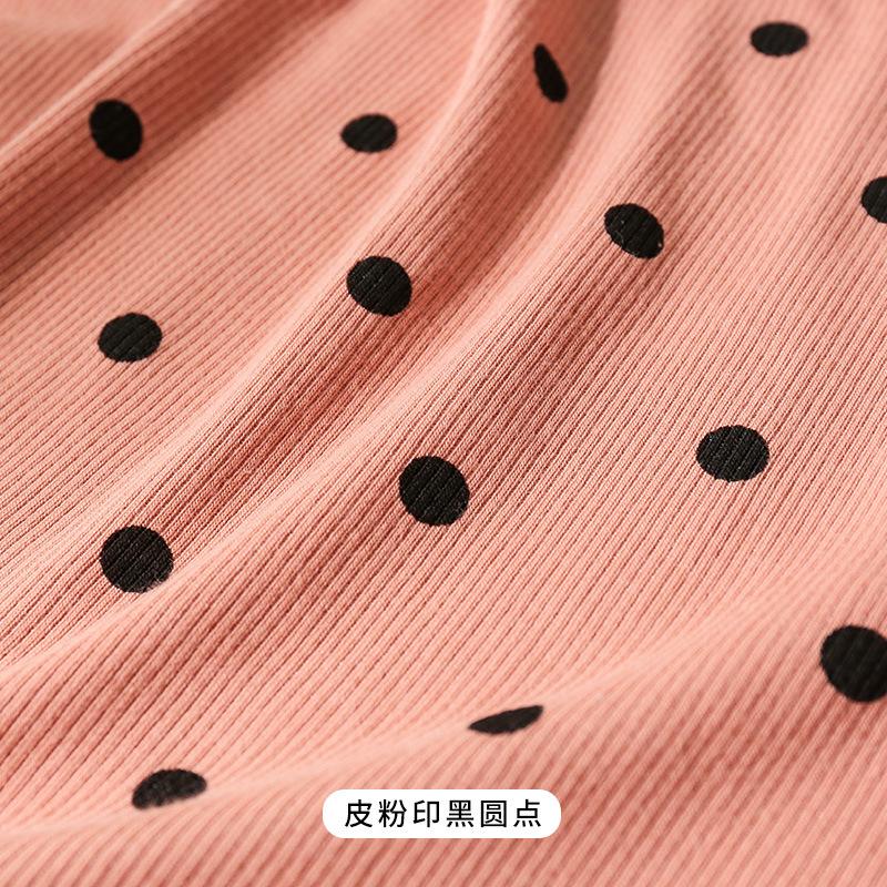 Summer Fashion Stretchy Dot Rib Printed Cotton Sewing Knit Fabric By Half Yards Dress,T-shirt Jersey Material  sewing tela