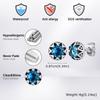 Fashion Geometric Blue Zircon Studs Earrings, Stainless Steel Round Earrings for Men Punk High Quality Jewelry Gift