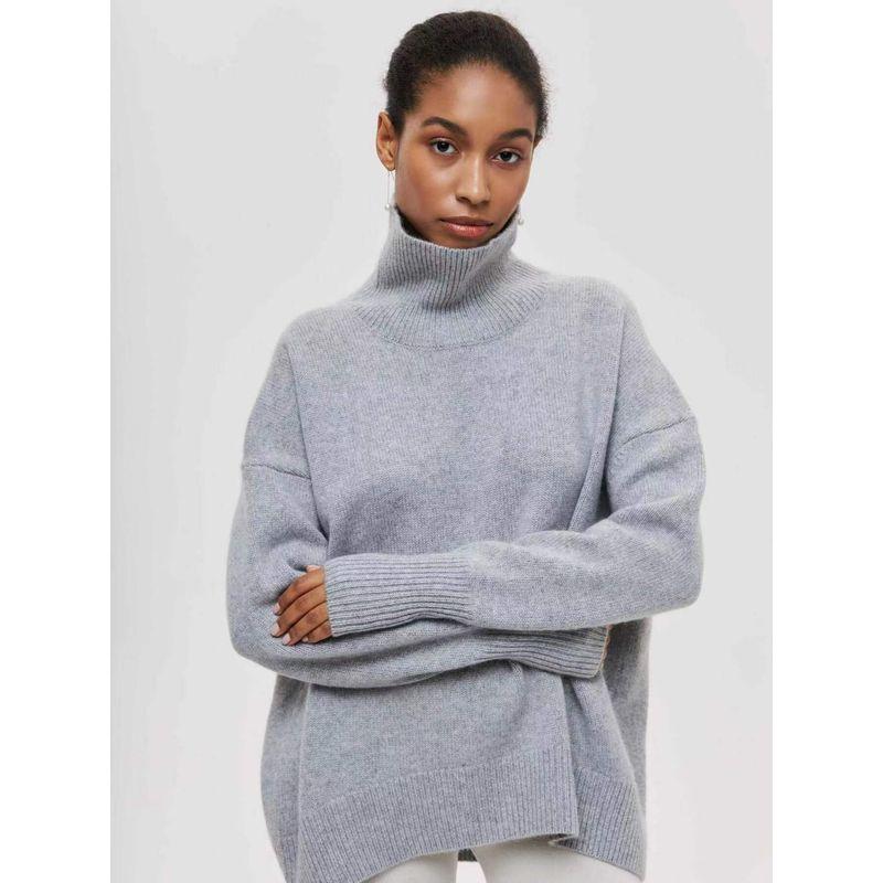 Fashion Women's New Loose High Collar Autumn and Winter Sweater Loose Fitting High Neck Sweater