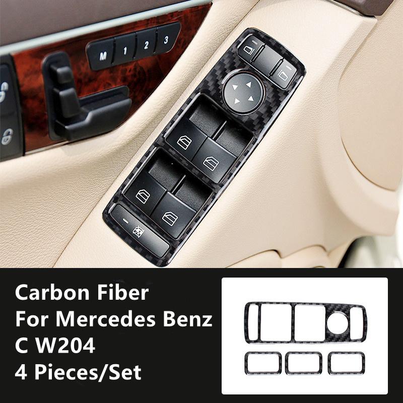 Cubierta de modificación Interior de coche de fibra de carbono, tiras embellecedoras, pegatinas decorativas para Mercedes Benz C W204, Interior de coche