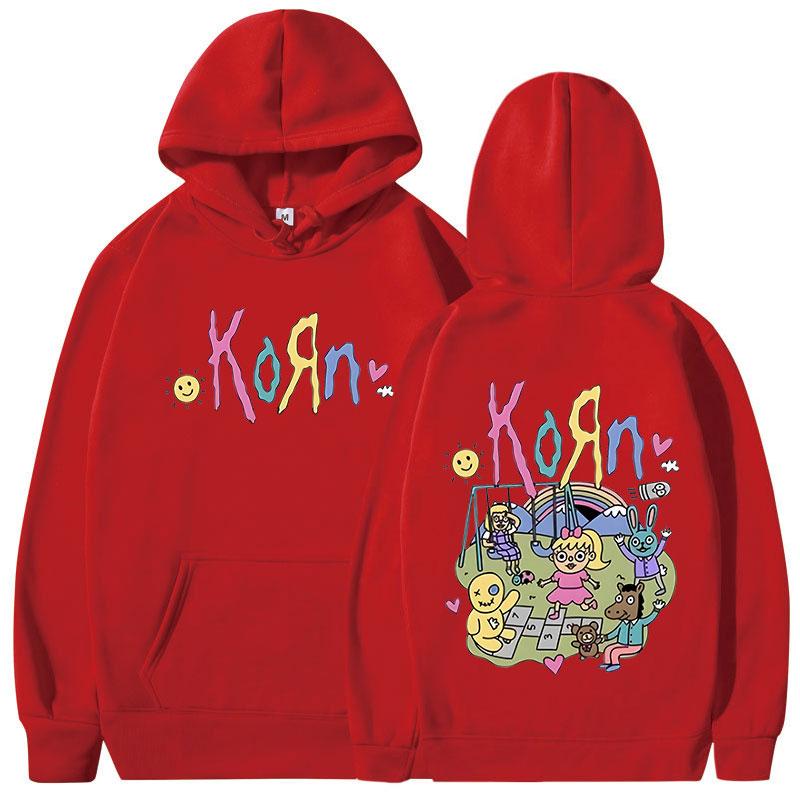Felpa con cappuccio Korn Cartoon Rock Band Music Album Felpa oversize gotica in metallo vintage da donna con cappuccio streetwear a maniche lunghe