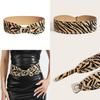 Fashion Leopard Print Pattern Rivet Metal Buckle Decoration Women Wide Waistband
