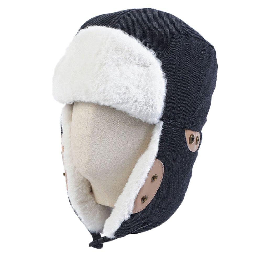 Windproof Ear Protective Hat Solid Color Women Plush Hat Cute Winter Pilot Hat  Outdoor