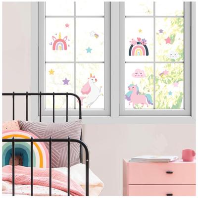 [A2896] - Multicolored 'Unicorn My Unicorn' Window Stickers - 40x30 Cm (2 Rooms)