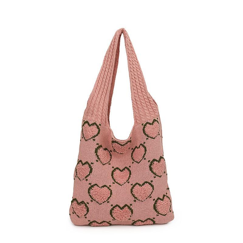 Knit Bag Retro Woven Bag Shoulder Bag Fashion Sweet Lazy Style Large Capacity Tote Bag Everything Casual