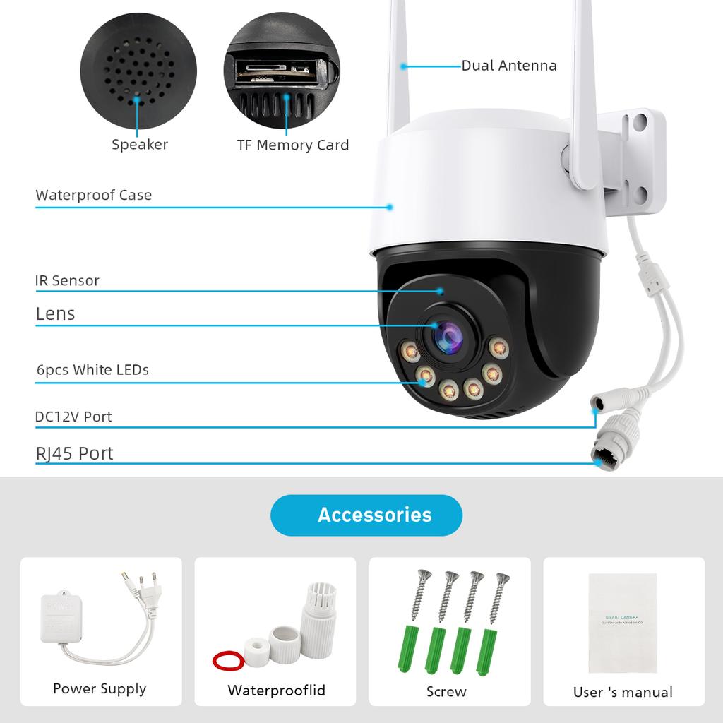 8MP 4K IP-Kamera 5MP Speed Dome Auto Tracking PTZ-Kamera Smart Home Outdoor Wireless WIFI-Kamera Überwachungsmonitor iCsee