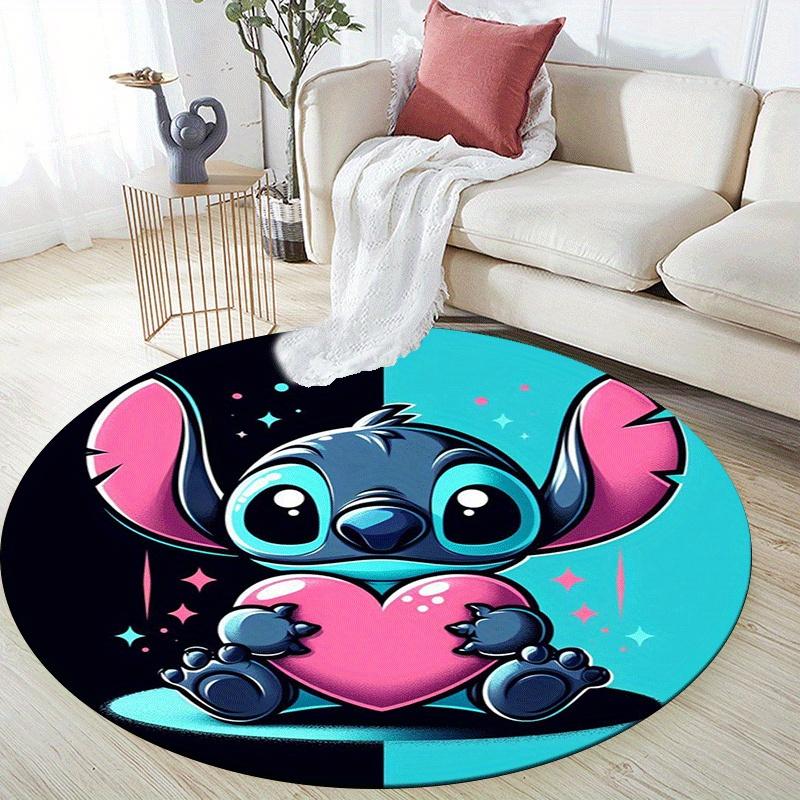 1pc Cute Stitch Round Area Rug,Non Slip,Machine Washable Polyester Carpet for Living Room,Bedroom Decor