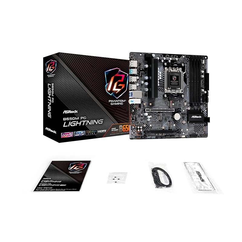 ASRock-Motherboard B650M PG Lightning AMD Ryzen 7000-Serie CPU-kompatibel (Sockel AM5) B650 Micro ATX [Produkt eines autorisierten Inlandshändlers]