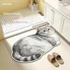 Diatomite Bath Mat Kawaii Cat Print Non Slip Super Absorbent Odor Resistant for Home Bathroom Shower Use