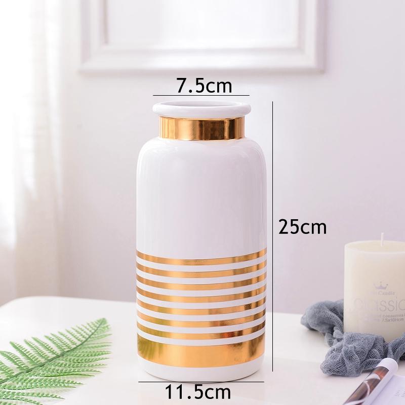 1 Stück Schwarz Weiß Keramikvase Goldlinien Design Blumenvase Wasserpflanzgefäß Heimdekorative Tischvase