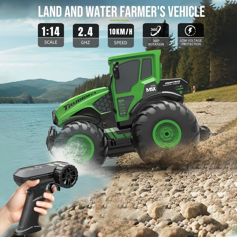 1/14 Big RC Farmer's Cars Amphibious Vehicle Toys Full Scale 2.4G Remote Control Off Road Car Toy 4WD Farm Car Model Xmas Gifts