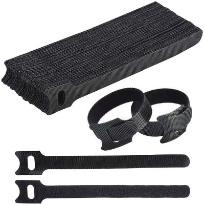 ColorfylCoco Cable Tie Length 15cm Set 30 Hook Loop Band Bundling Wiring Organization Nylon Black