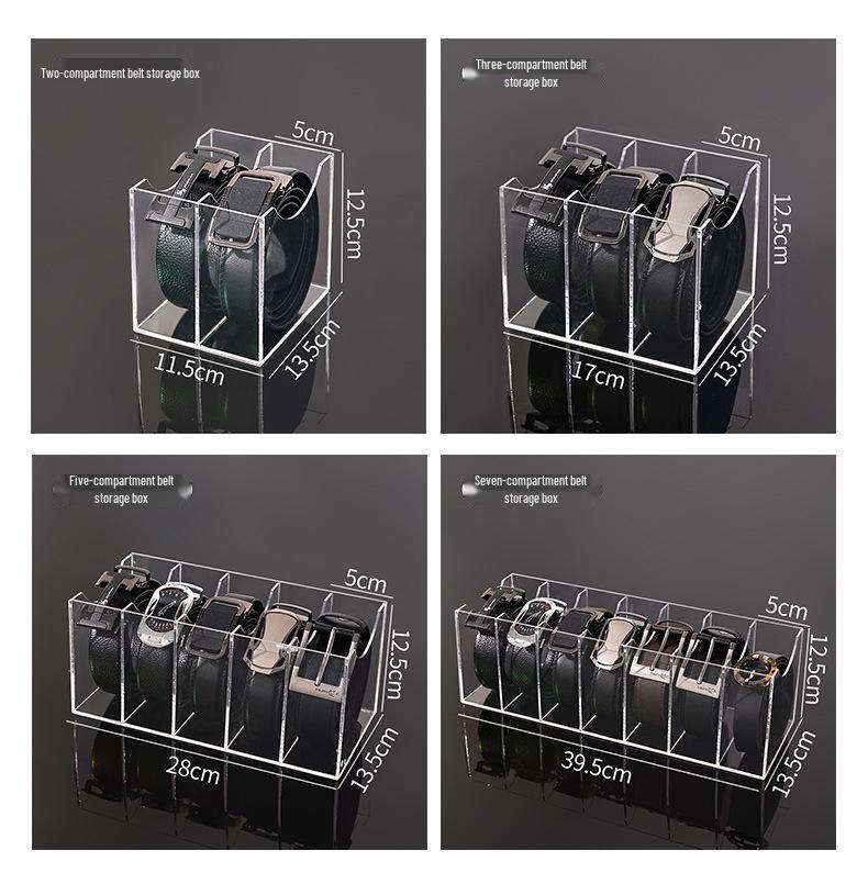 Acrylic Multi-Grid Desktop Belt Storage Box for Cosmetics