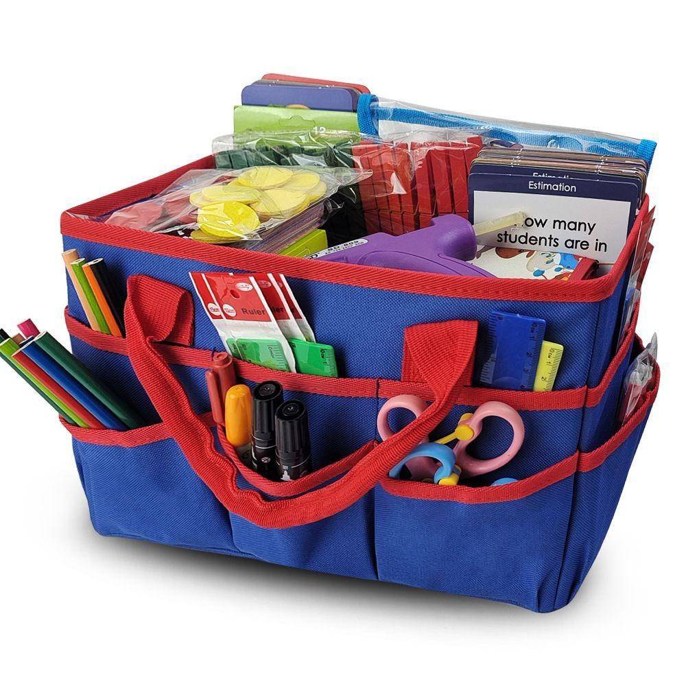 

600D Nylon Fabric Book Storage Bag Art Storage Box For Crafts School Travel Office Desk синій