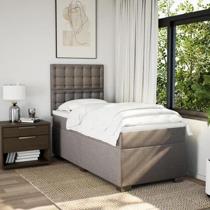 Maison Exclusive - Sommier à lattes de lit avec matelas Taupe 80x200 cm Tissu