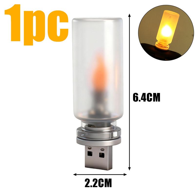 1-5pcs Car Ambient Night Light Holiday Home Decor Auto Interior Light 5V USB LED Flickering Candle Bulb Lamps Accessories