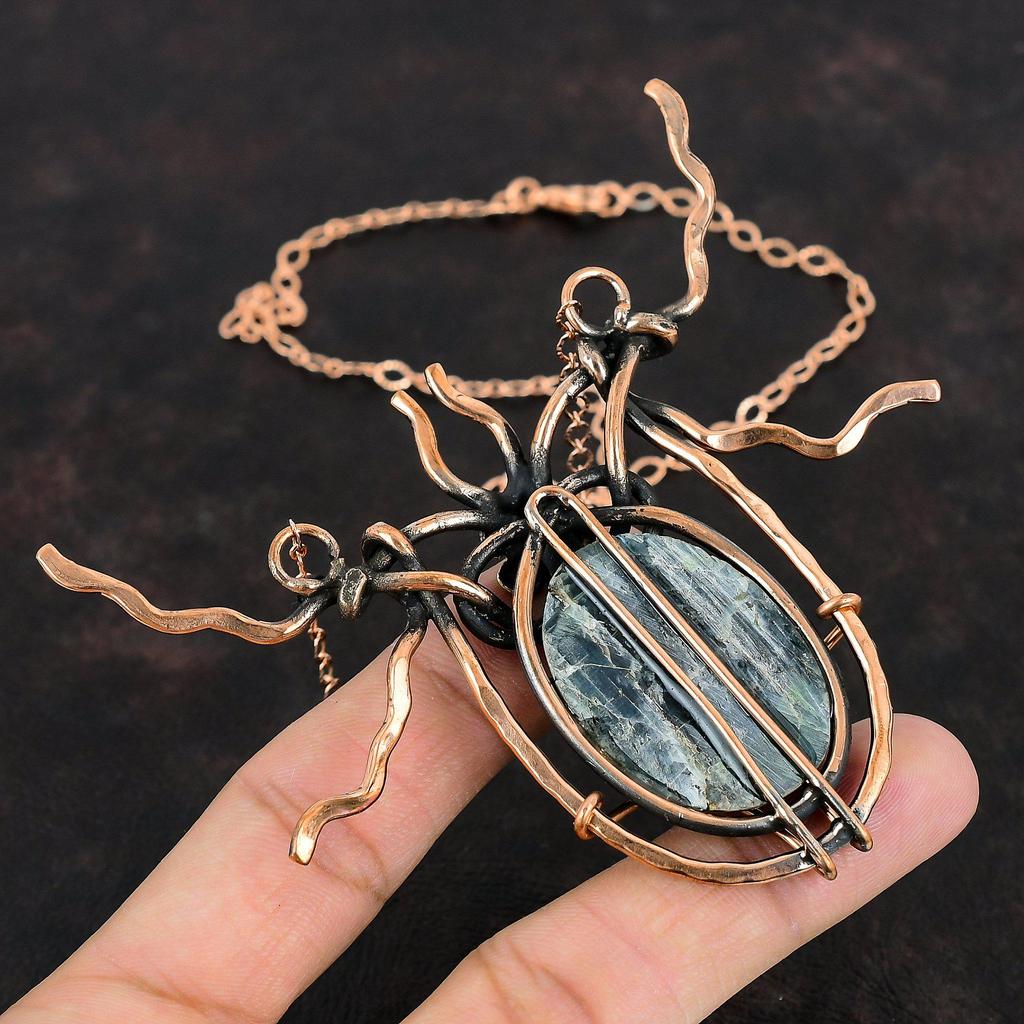Kyanite Necklace Copper Wire Wrapped Necklace Adjustable Necklace Handmade Copper Jewelry Gemstone Necklace Designer Jewelry Engagement Gift