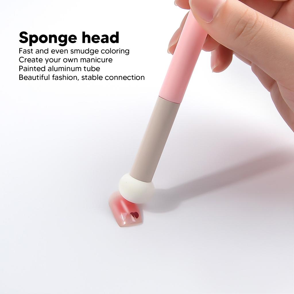 10pcs Sponge Nail Brush Round Head Gradient Coloring Nail Polish Dye Pen for Nail Salon