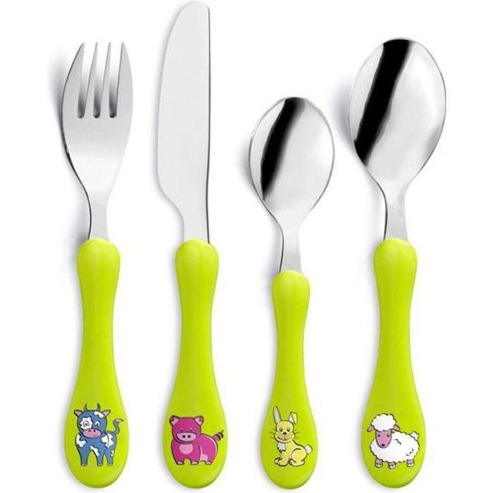 AMEFA Ensemble de 4 couverts en tube Gamme Enfant - Vert Anis
