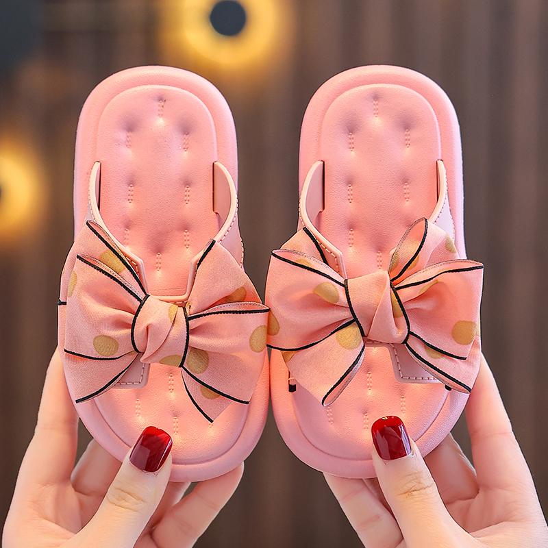 Summer Baby Girls Slippers Kids Soft Sole Comfortable Antiskid Toddler Princess Slide Sandals with Bow Beach Shoes