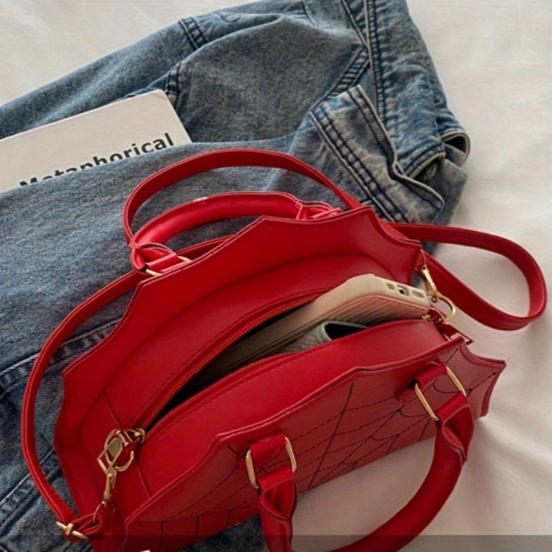 Fashionable Women's Crescent Bag. Spiderweb-patterned Saddle Bag, Perfect for Halloween, Parties, and Daily Commutes.