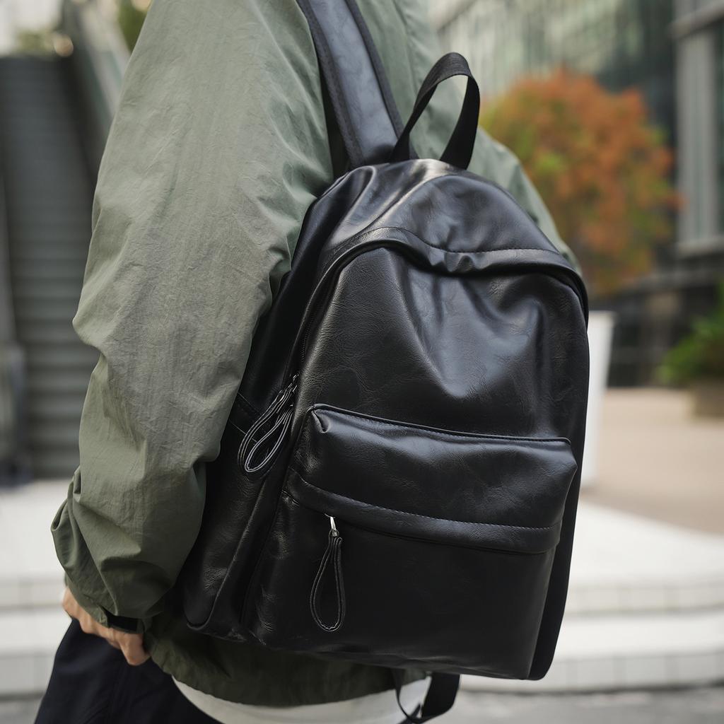 Schoolbag waterproof and dirt-resistant PU leather schoolbag female college student casual simple women's travel backpack girls fashion backpack