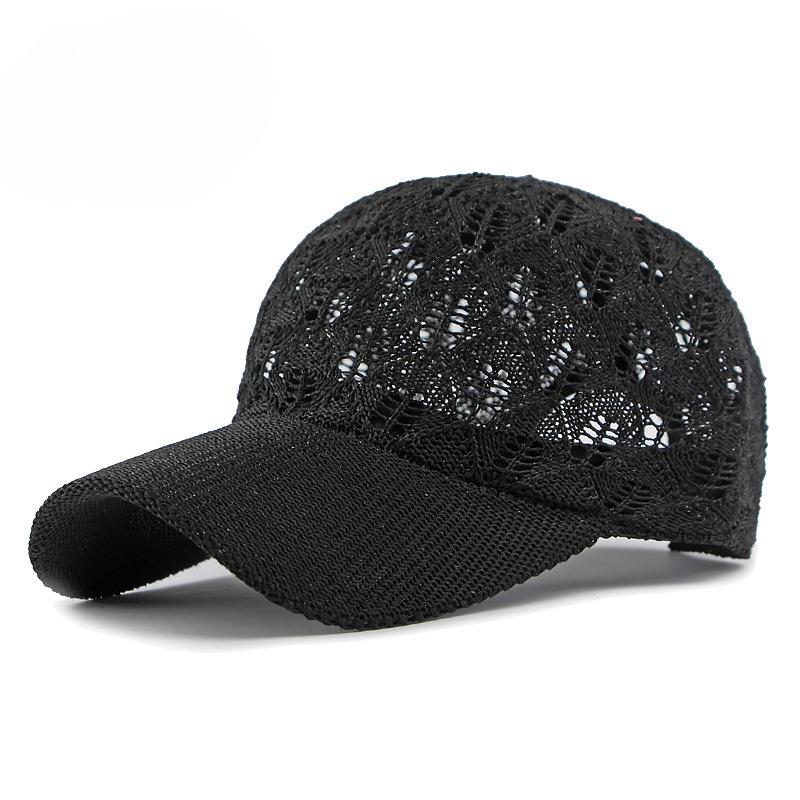 

Summer Lace Baseball Cap for Women Breathable Hollow Mesh Sun Hat Ladies Outdoor Sun Protection Peaked Cap Elegant Beach Hat 56-60cm чёрный