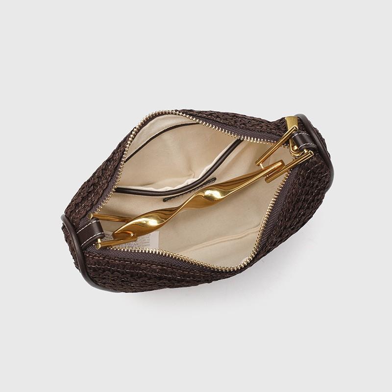 ZR Home Ähnlich Grenzüberschreitend Tragbar Gewebte Tasche Damen Neu Retro Kette Crossbody Stroh Unterarm