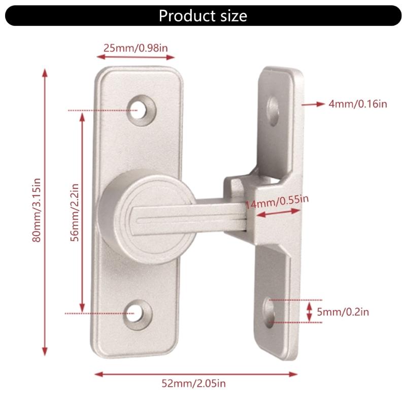 Metal Sliding Door Lock with Fluorescent Feature Secure 90 Degree Latches Stable Sliding Door Latches Lock Simple Installs
