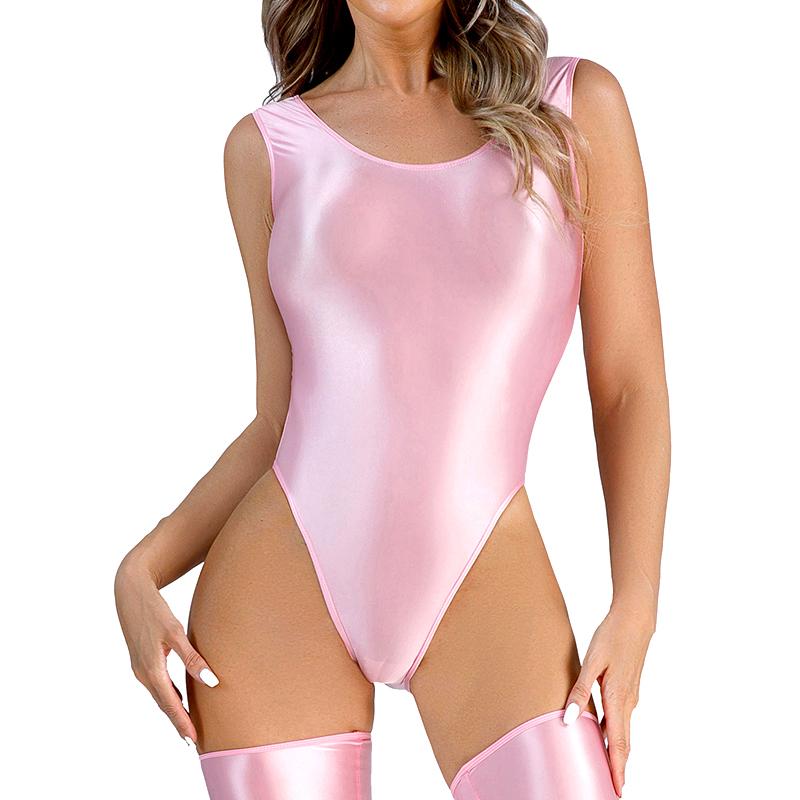 1Pc Nylon Bikini Monokini High Cut Womens Swimsuit Leotard One Piece Bodysuit Shiny Thong