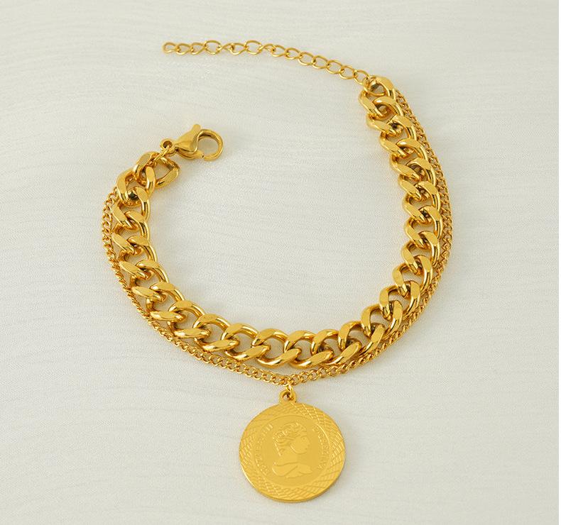 Fashion Jewelry Stainless Steel Bracelet for Women Charms 18K Gold Plated Simple Versatile Chain Bracelet Jewelry