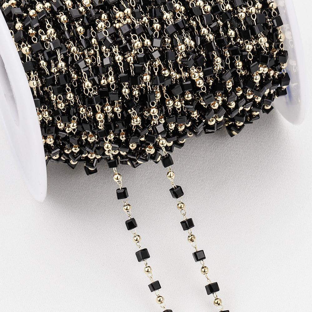 1Meter Crystal Cube Bead Chain Macaroon Colorful Bohemian Square Beads Chain for Necklace Bracelets Jewelry Making DIY
