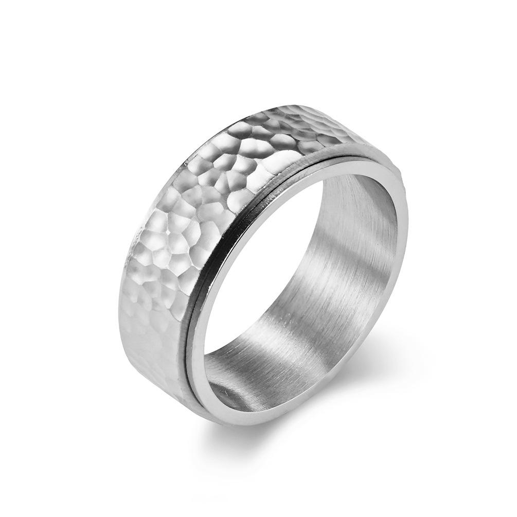 I Cool Wind Beats Honeycomb Pattern Titanium Steel Rotating Ring Small and Unique for Men and Women