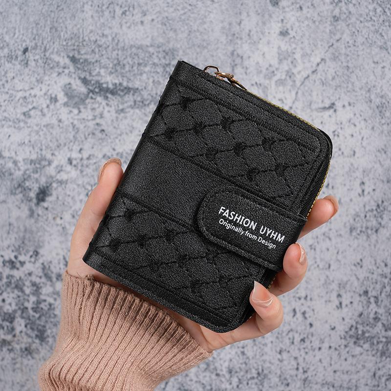 New Ladies Purse Short Zipper Large Capacity Coin Purse Joker Love Color Clutch Card Package