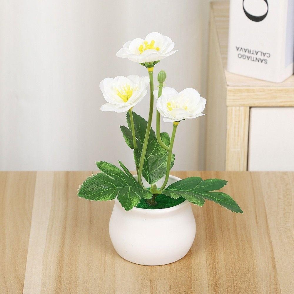 Fleur Artificielle Plante Fleur de Prunier Présentoir de Comptoir Plante Artificielle Fleur en Pot Décoration de Maison
