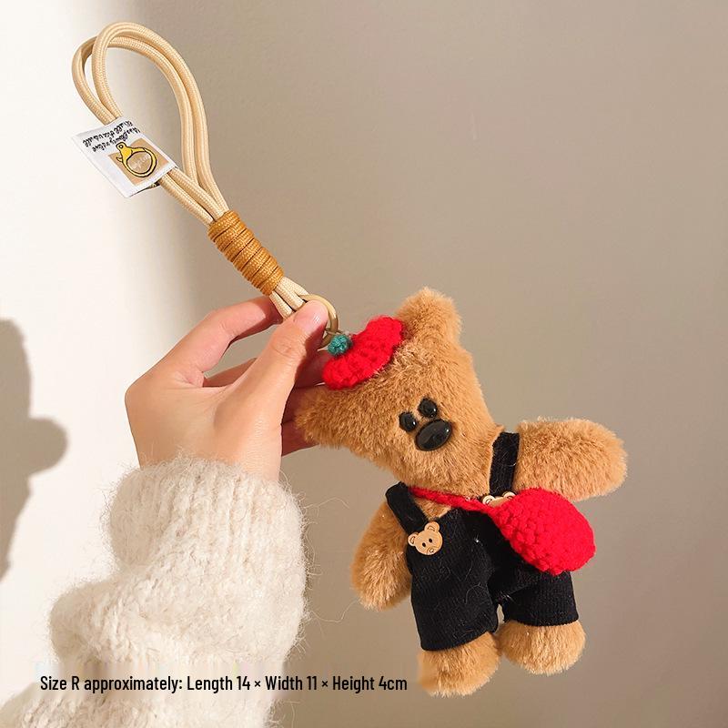 Charming Plush Pendant Keychain: Little Bear & KT Cat Duo