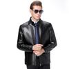 Giacca in Vera Pelle da Uomo Primavera e Autunno Collo Alto Giacca Casual in Pelle di Pecora per Uomo di Mezza Età