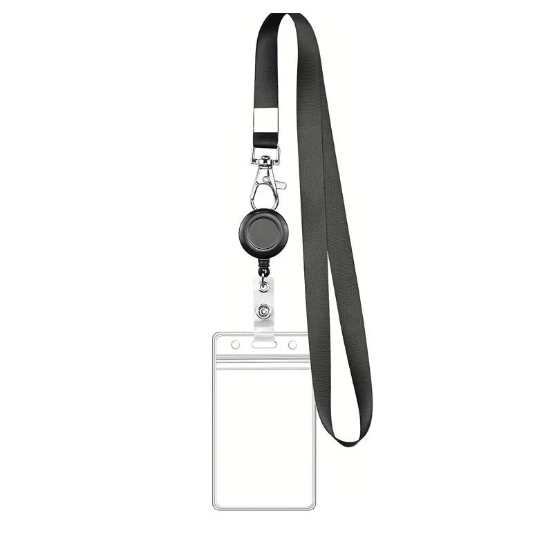

Black Lanyard with Retractable Badge Reel Durable Work Card Holder for Office Staff Teachers