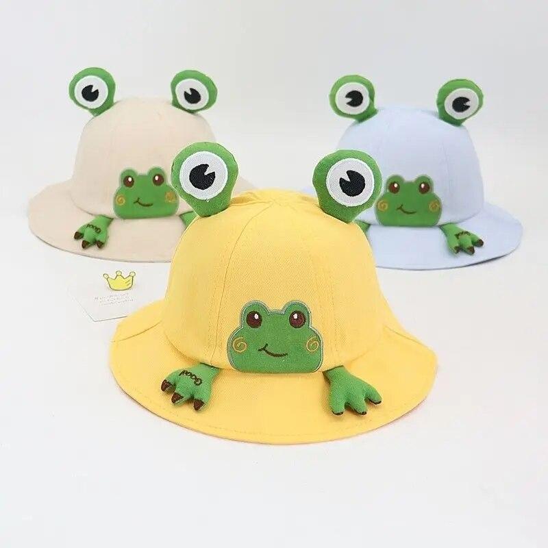 Cartoon Frog Baby Bucket Hat Breathable Soft Cotton Infant Boys Girls Fisherman Cap Outdoor Travel Toddler Sun Hats