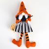 Halloween Witch Gnome Broom Decoration with Black Hat and Long Legs Pumpkin Ornament
