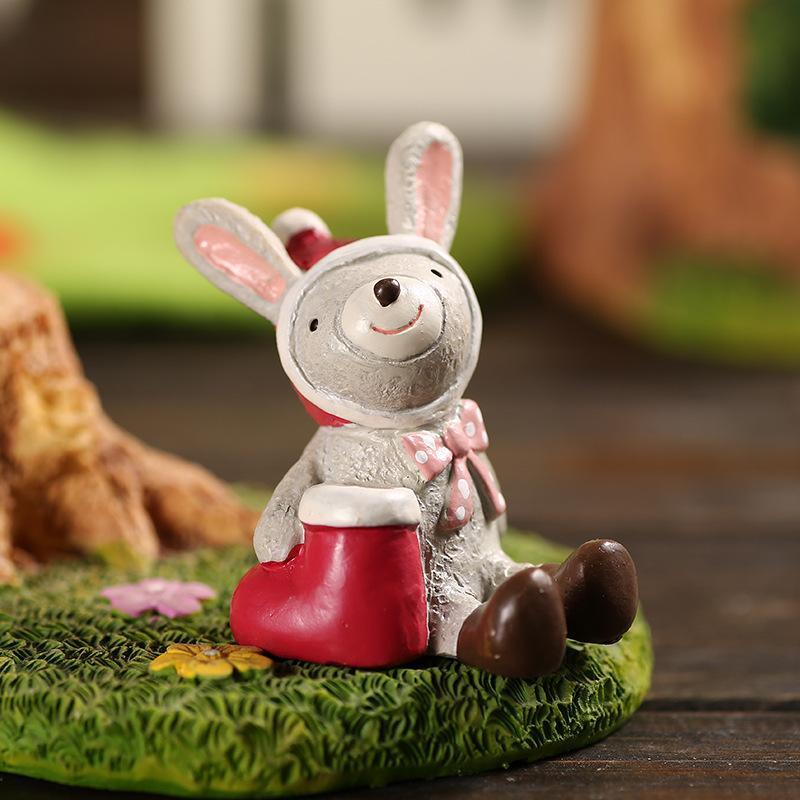 Christmas Cartoon Animal Ornaments Santa Claus Reindeer Resin Crafts Cartoon Christmas Series Crafts Home Desktop Decorations