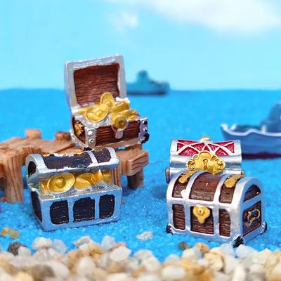 Treasure Chest Box Creative Fish Tank Aquarium Decoration Microlandscape Gold Color Coins Ornaments Resin Crafts